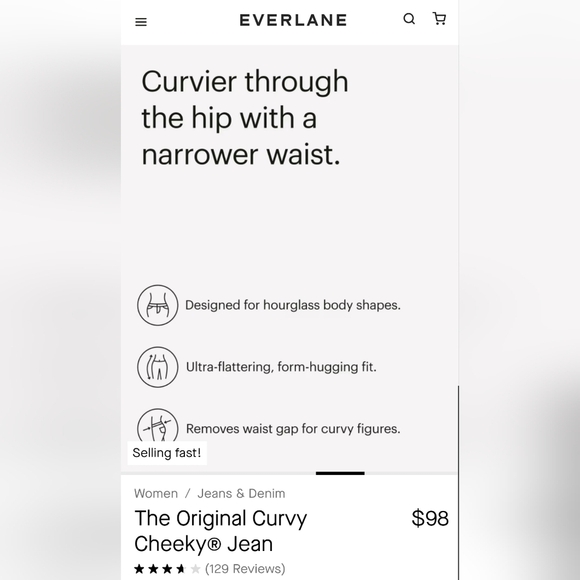 C - Everlane Cheeky Curvy Blue Jeans - Picture 5 of 9
